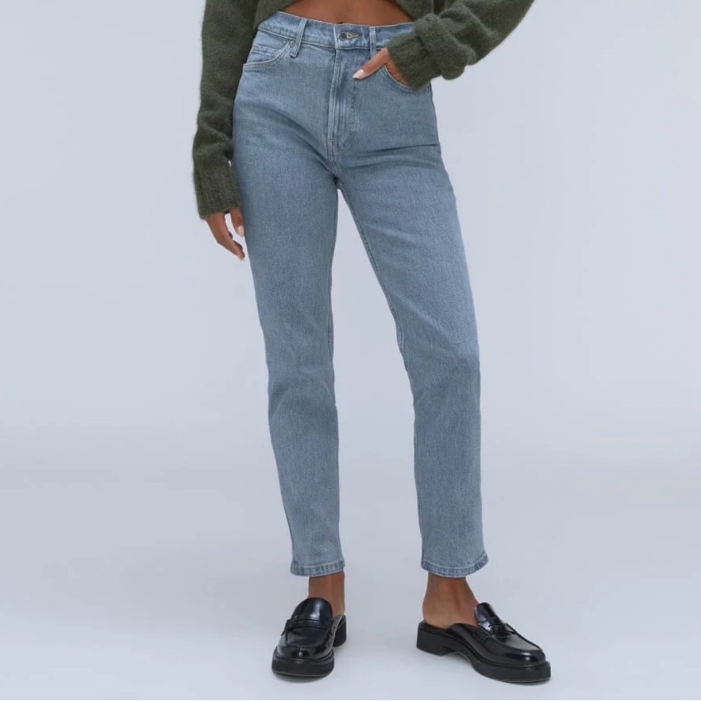 Everlane Cheeky High Rise Slim Straight Jeans Light Wash Denim 30S Short